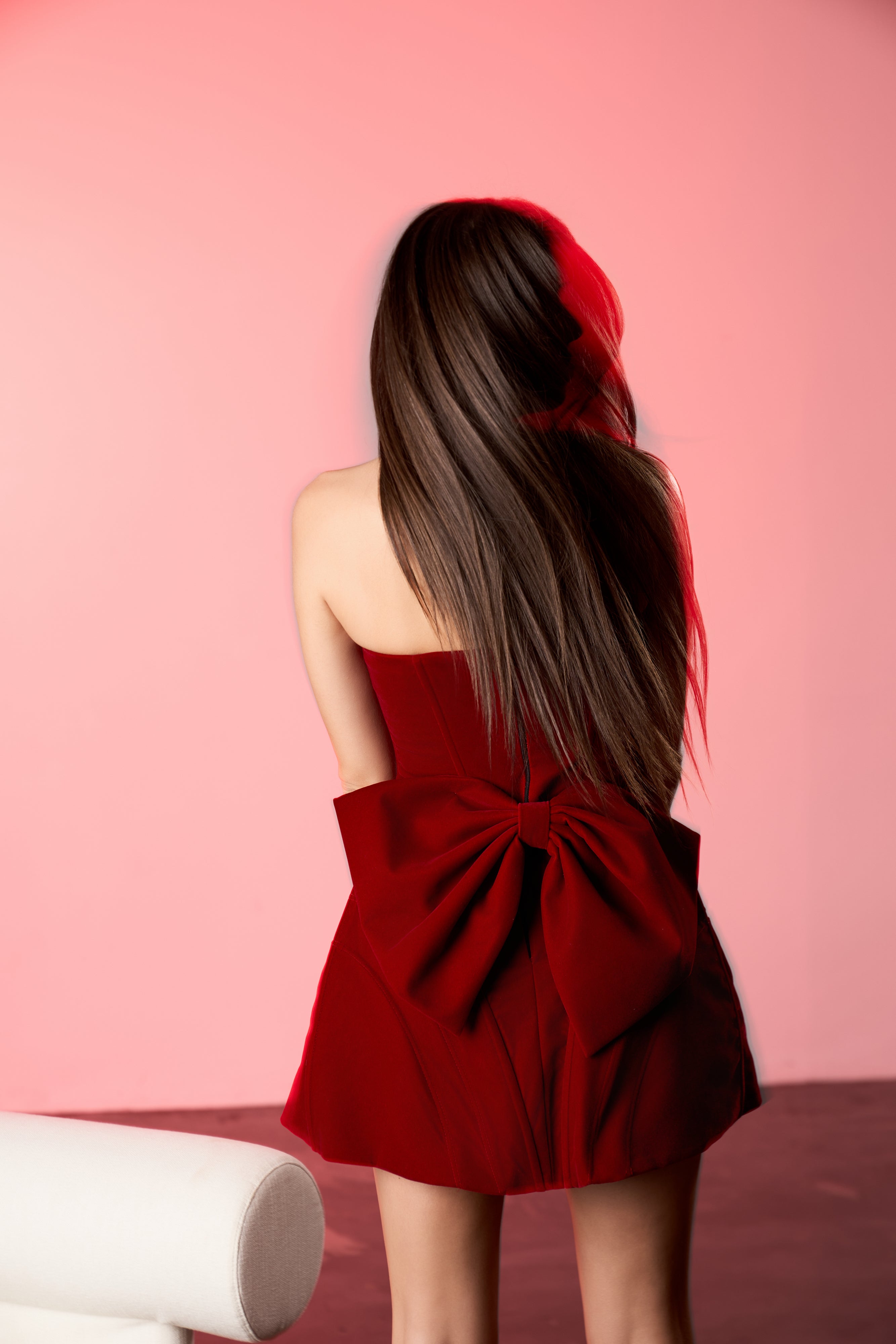 Rochie Mini Tip Corset cu Funda la Spate, Crimson Desire