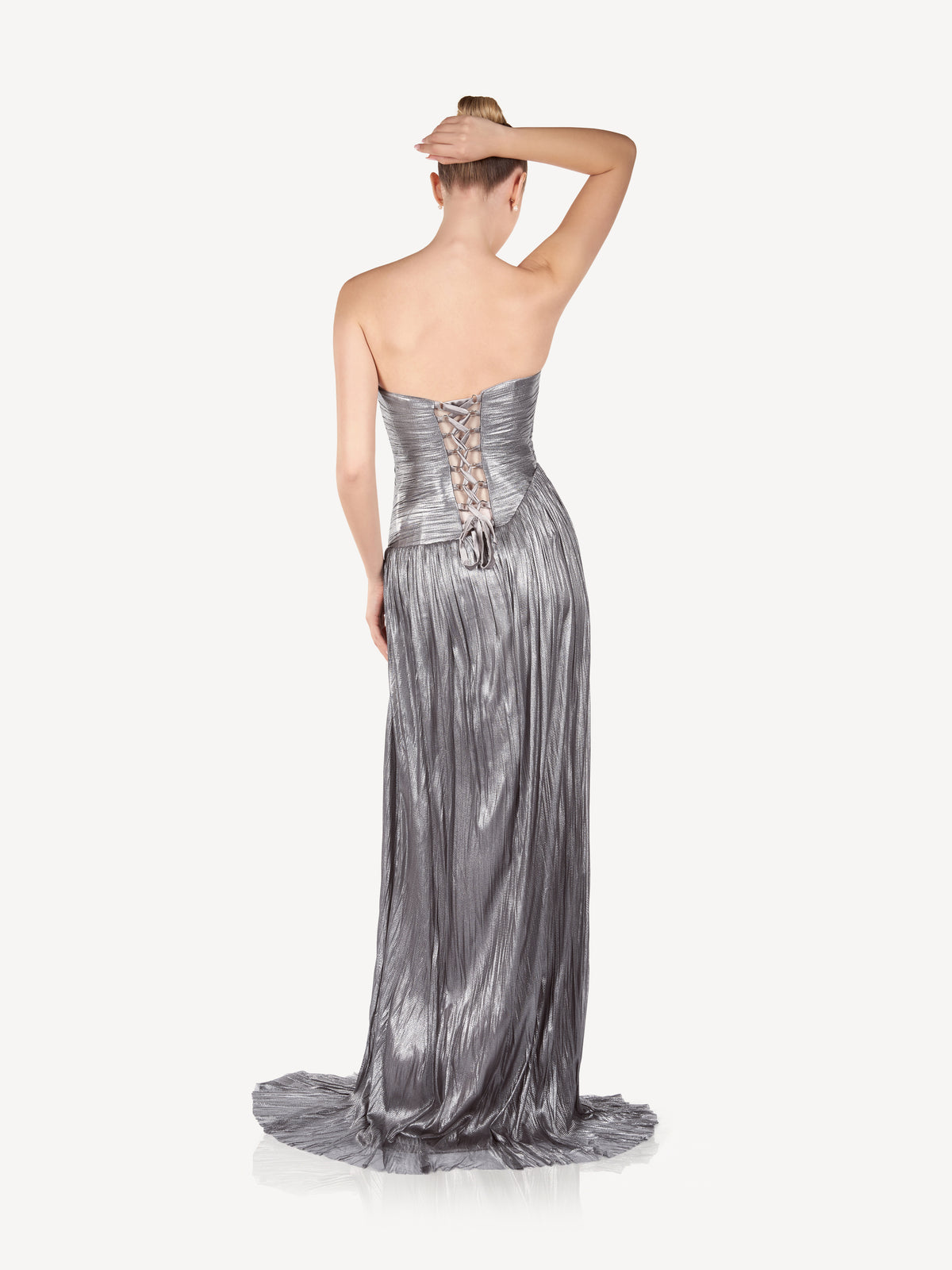 Metallic Maxi Dress with Cutout, Silver Touch