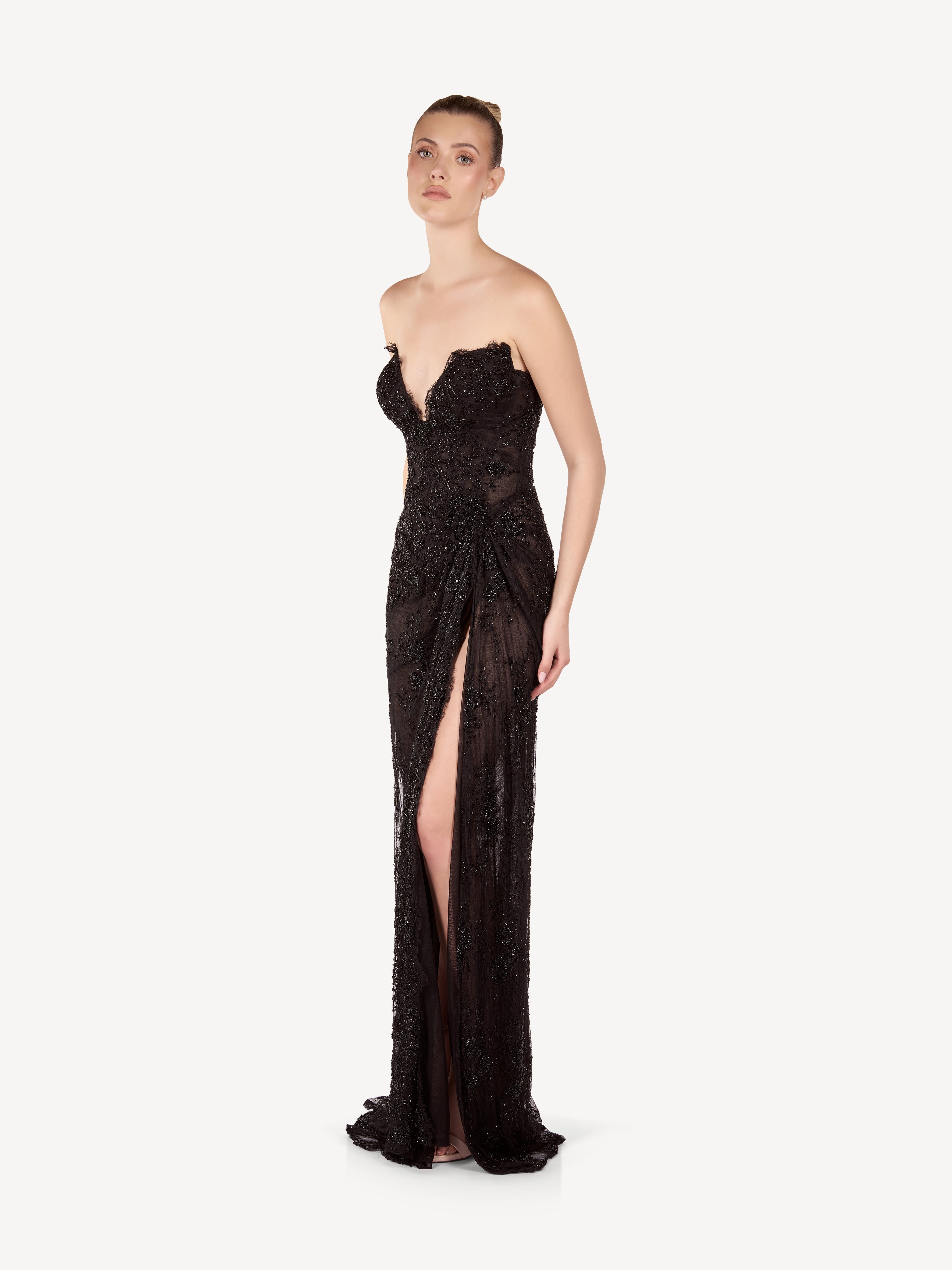 Rochie Maxi Corset cu Drapaj si Cristale, Seraphine