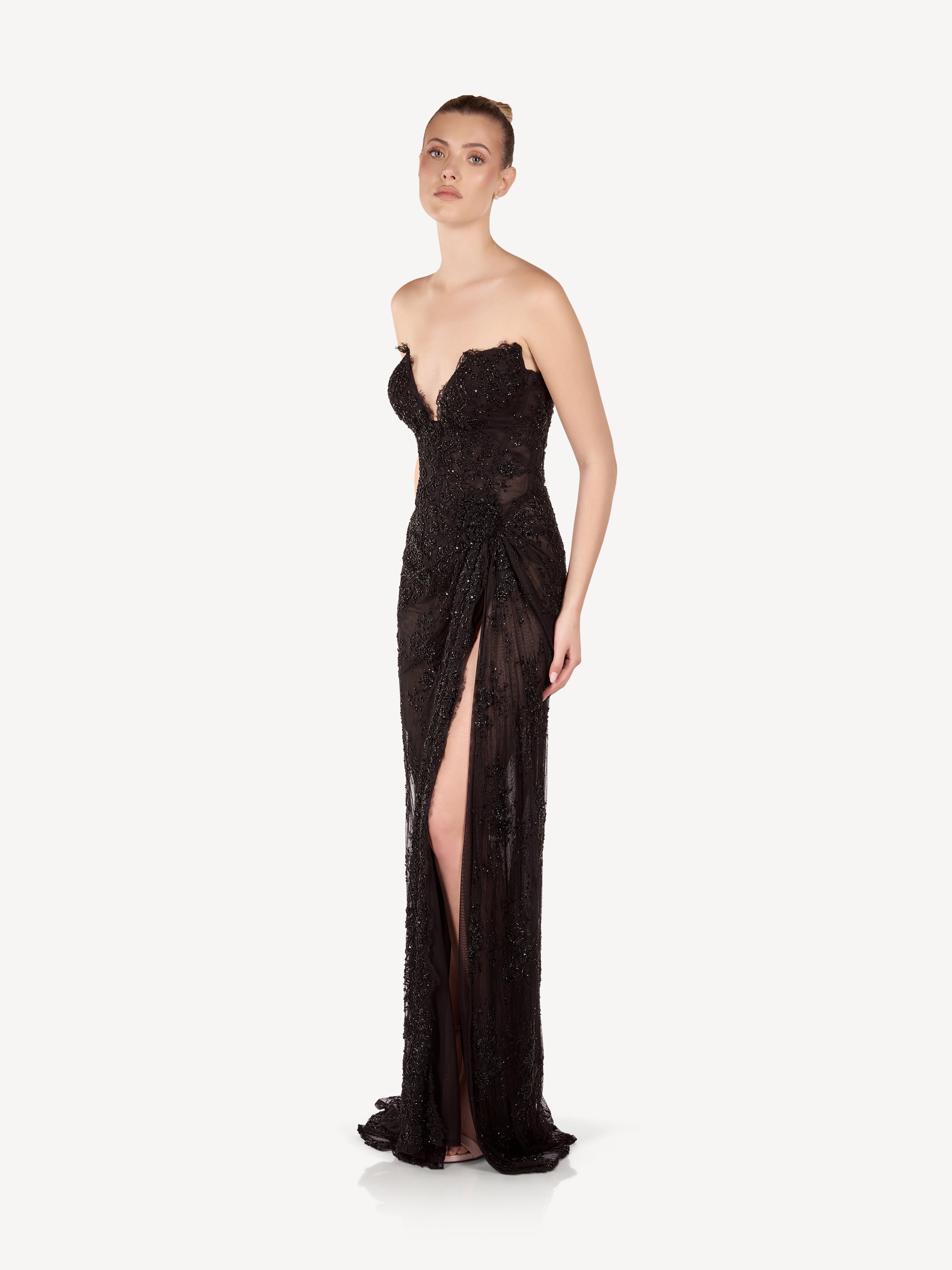 Maxi Corset Dress with Draping and Crystals, Seraphine