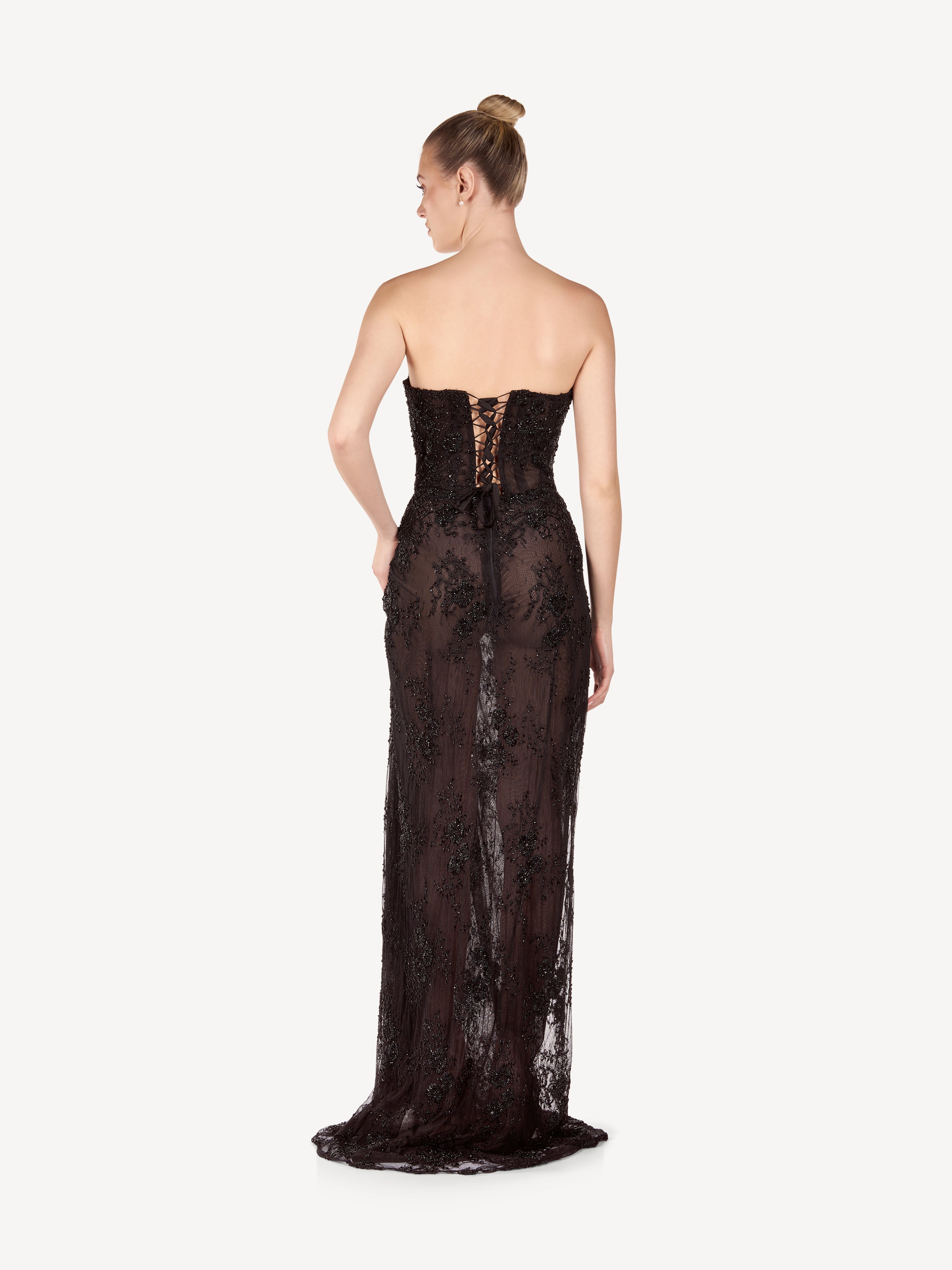 Rochie Maxi Corset cu Drapaj si Cristale, Seraphine