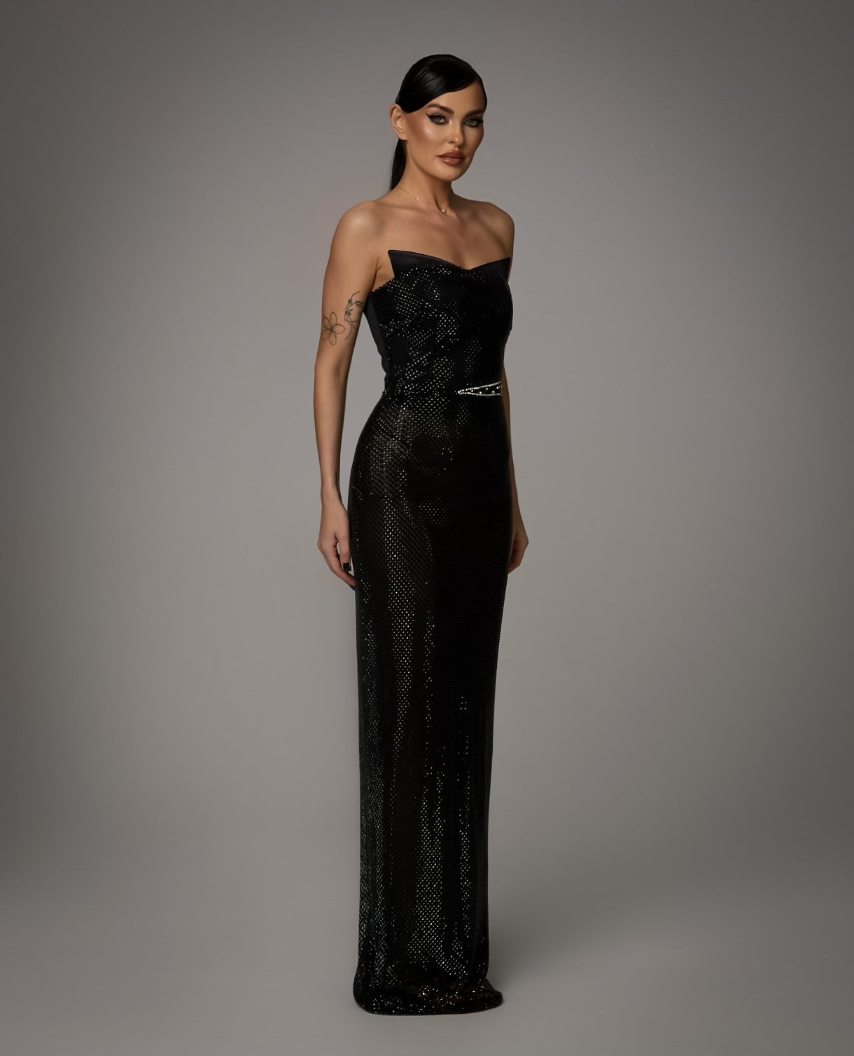 Rochie Maxi cu Textura Metalica, Nocturna Allure