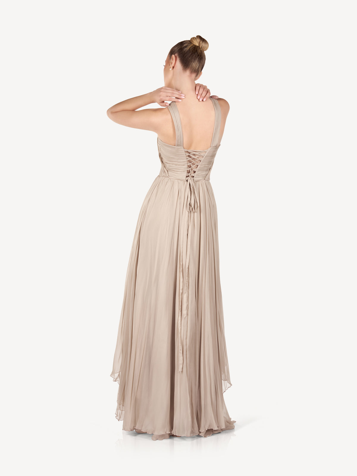 Draped Maxi Dress with Criss-Cross Straps, Sand Whisper