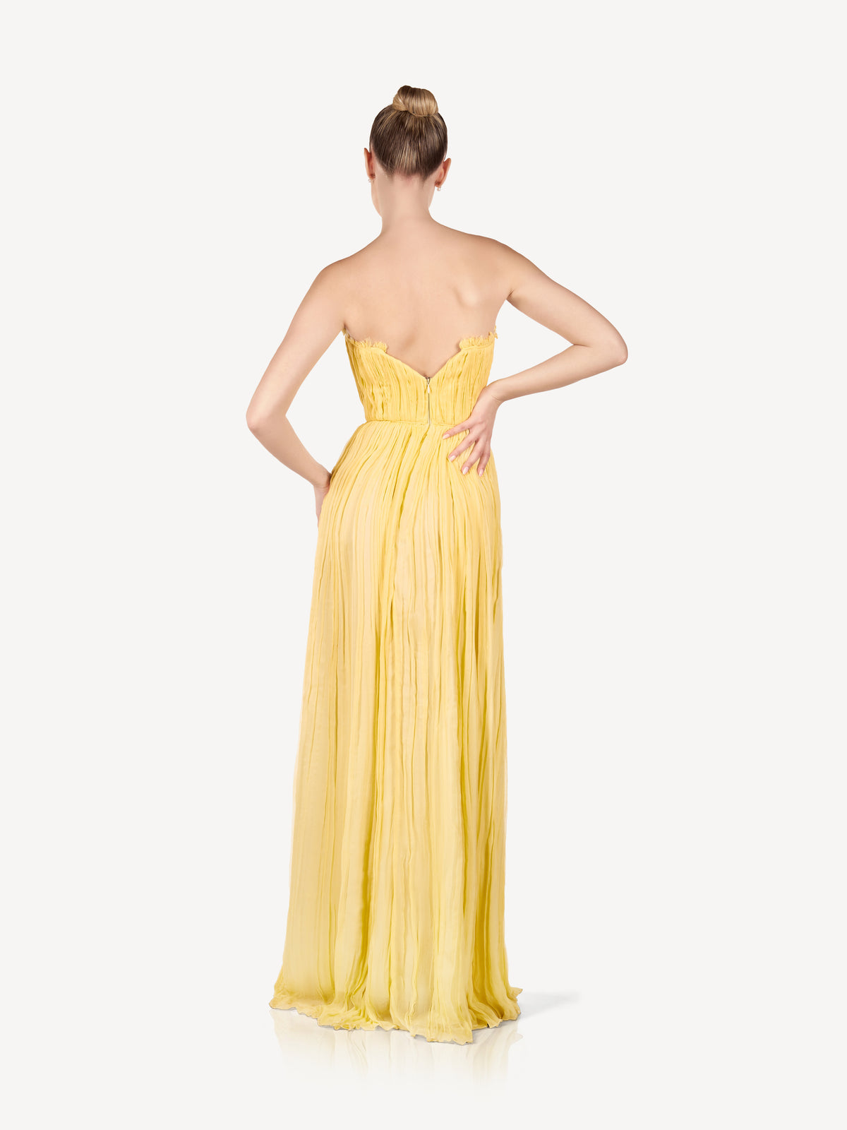 Maxi Silk Dress with Draped Details, Butter Glow