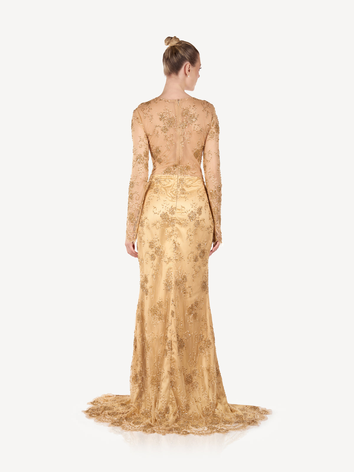 Rochie Maxi din Dantela si Satin Brodata, Aurélia