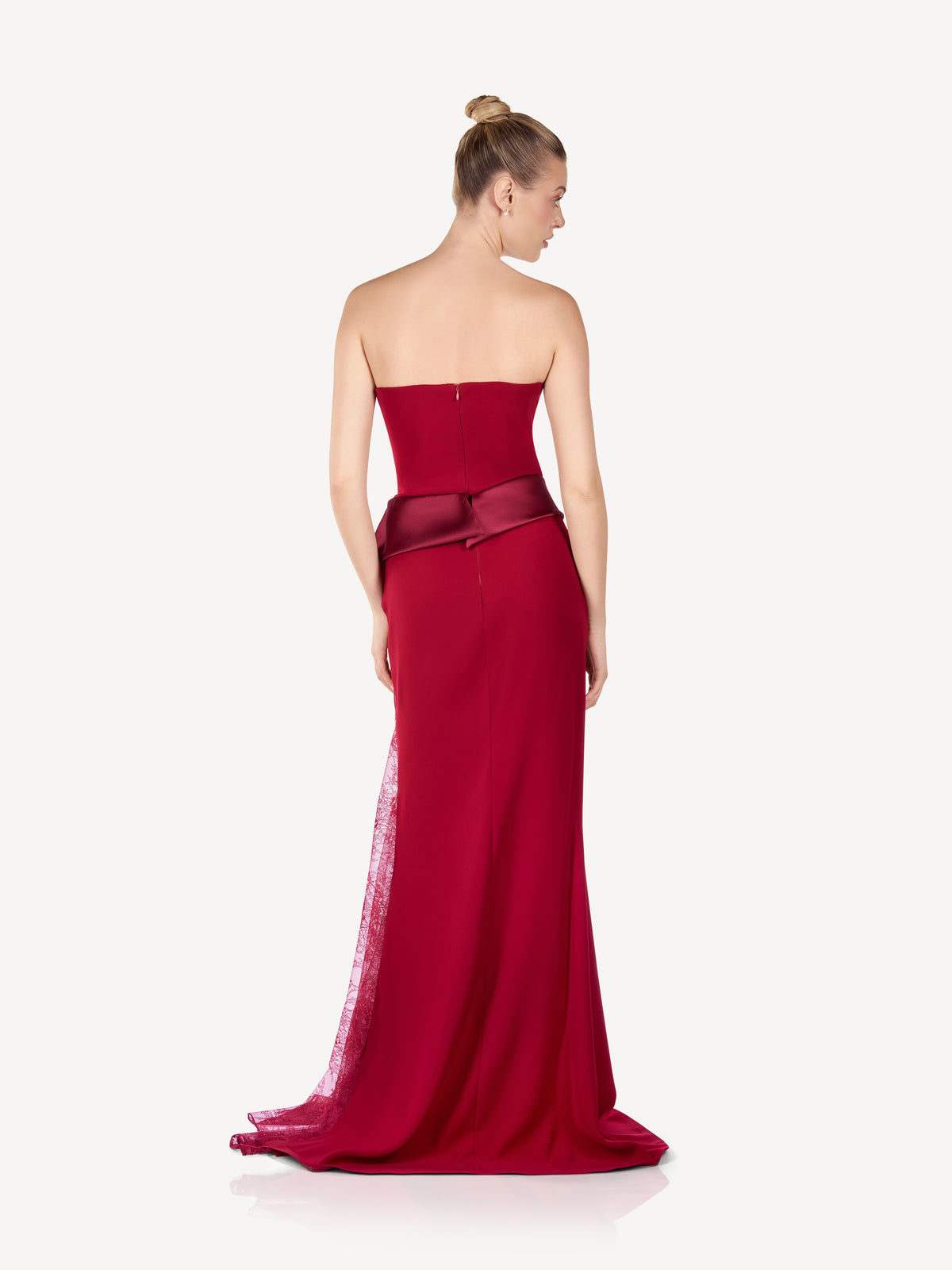 Rochie Maxi Corset din Crep si Dantela cu Slit Amplu, Rosalie