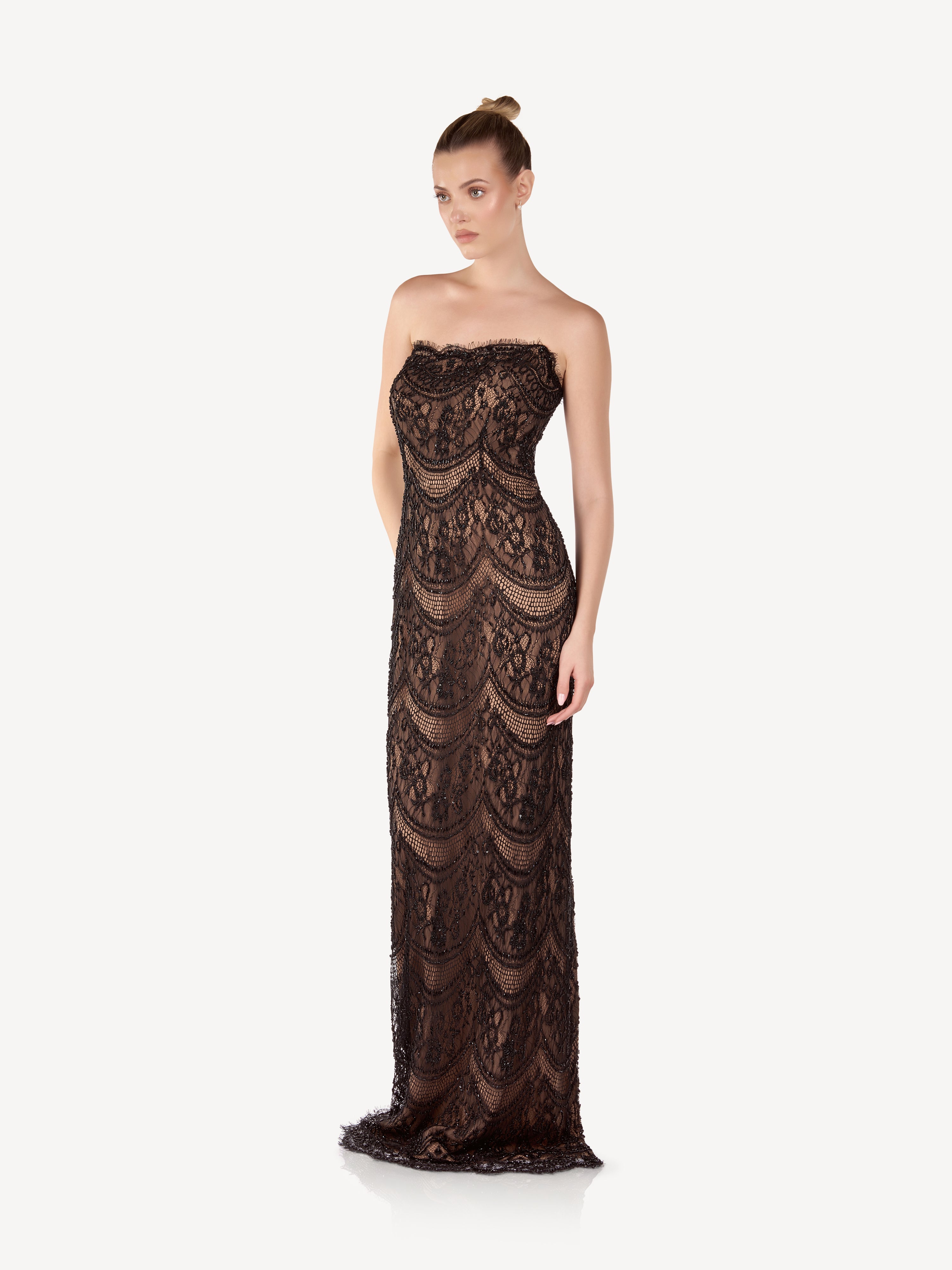 Maxi Dress with Ornamental Embroidery and Corset, Valéria