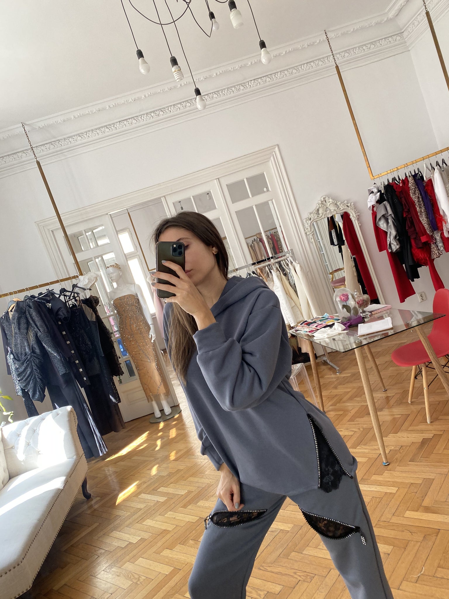 Trening bumbac Dark Grey