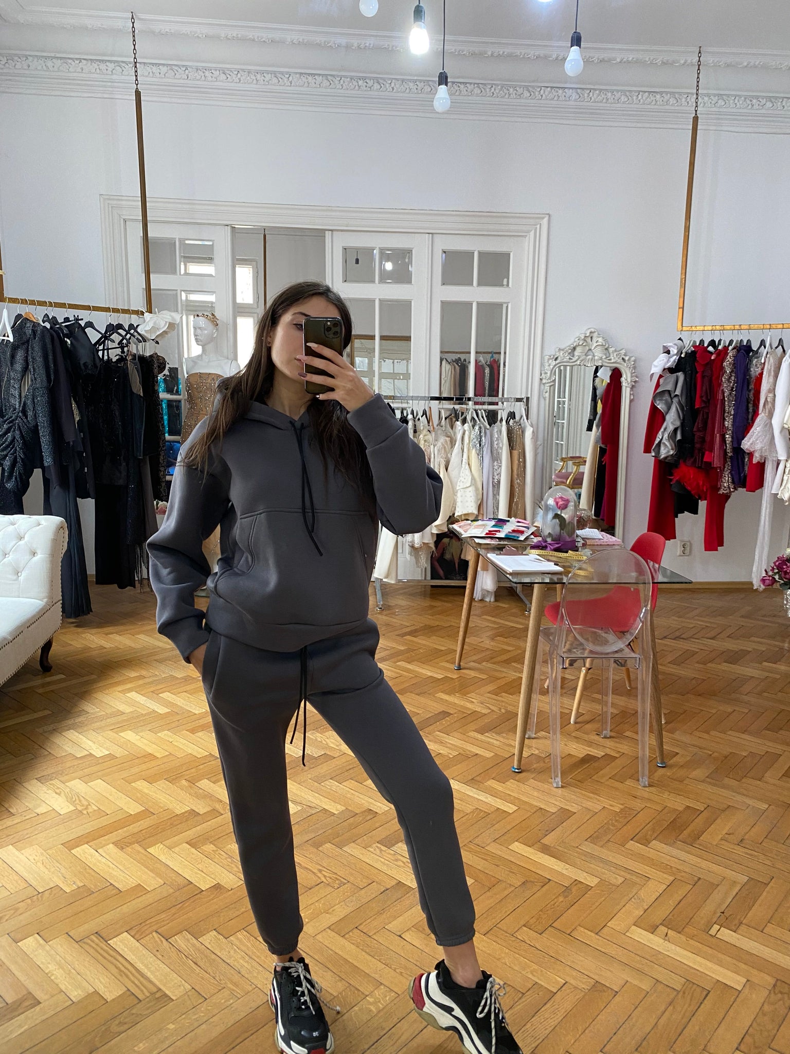 Trening din bumbac gri